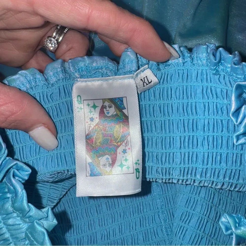 Queen of sparkles Iridescent Blue Shorts with Elastic Waistband sz XL- NWOT!